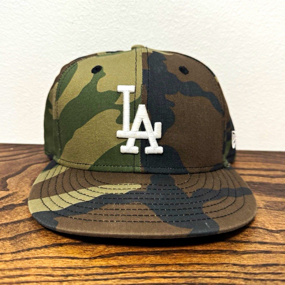 New Era 59FIFTY Los Angeles Dodgers MLB Camo Fitted Cap Hat Green Brown Black